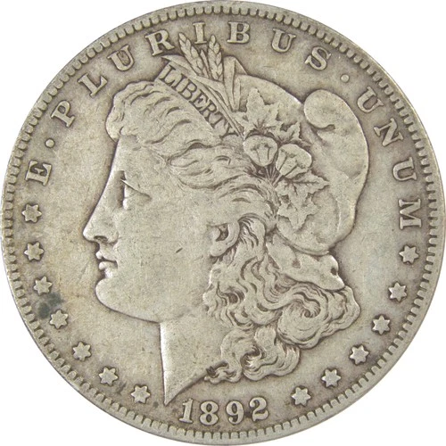 1892 Morgan Dollar VF Very Fine Silver $1 Coin Collectible SKU:I24244