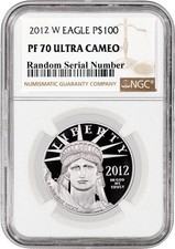 2012 W $100 Proof Platinum American Eagle 1 oz. 9995 Fine NGC PF70 Ultra Cameo 2165.52 per troy oz