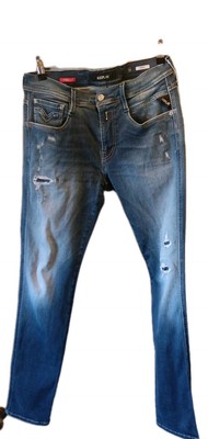 Replay Anbass Hyperflex M914 Men's Blue Distressed Slim Fit Stretch Denim Jeans