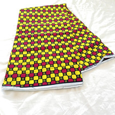 Hitarget African Wax Pink Yellow black Abstract Print Fabric 6 Yards 100% Cotton