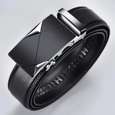 Genuine Leather Ratchet Belt for Men Adjustable Automatic Buckle Belt