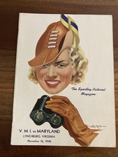 1940 VMI vs. MARYLAND FOOTBALL PROGRAM/JOE MURPHY/top COVER!!!