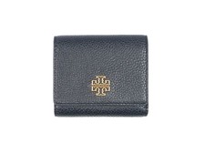 Latest Tory Burch BRITTEN Black Pebbled Leather Tri-Fold Compact Wallet 159431