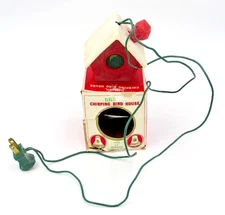Vintage Electric Bird House Hungry Chirping Bird Ornament In Original Box