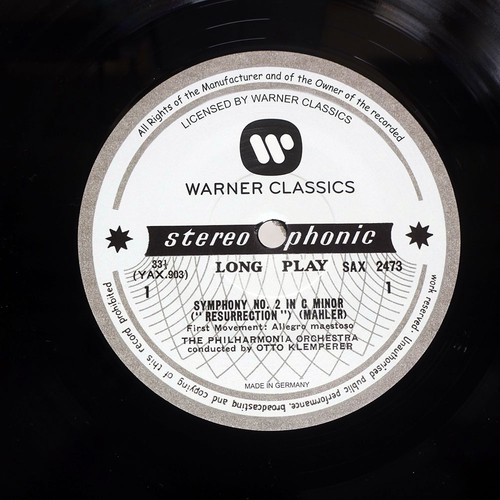 KLEMPERER MAHLER SYMPHONY WARNER CLASSICS SAX24734 Germany 2LP - Bild 3 von 3