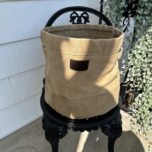 LL Bean Waxed Canvas Storage Tote - 12” High X 13” Diameter