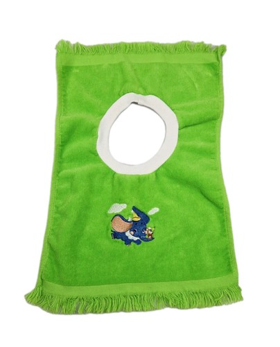 Vintage Disney Dumbo Terry Cloth Pull Over Baby Bib Fringe Embroidered Green