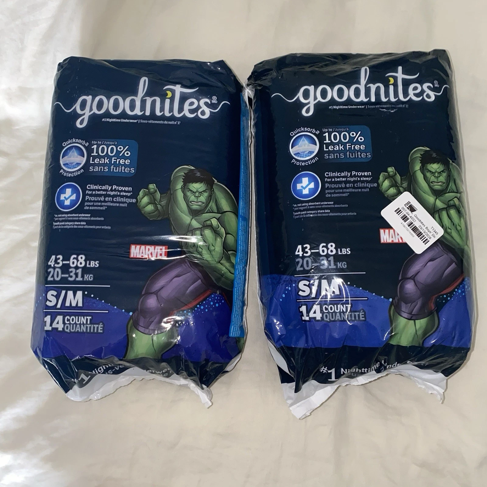 Boys 2 packs Goodnites disposable underwear size S/M pull ups style New
Opens in a new window or tab