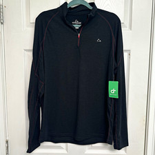 Paradox Merino Blend Men s L Black 1/4 Zip Pullover Mock Neck Long Sleeve