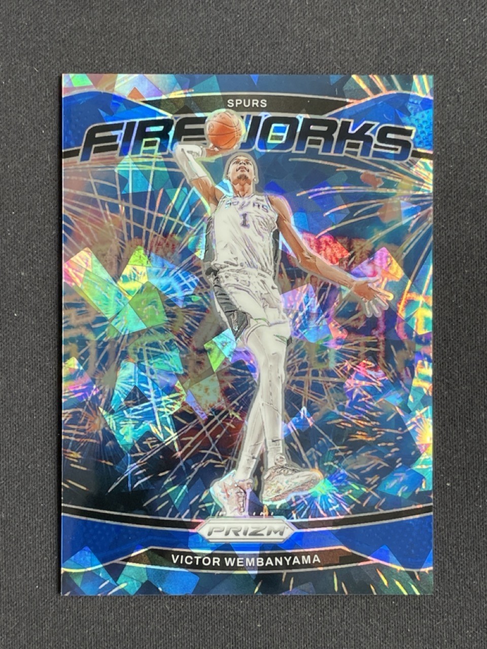 Victor Wembanyama 2024-25 Panini Prizm Fireworks Blue Ice Prizm /125 #2