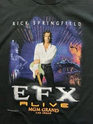 Vintage 2001 MGM Grand Las Vegas Rick Springfield EFX Alive Graphic T-Shirt Sz.L