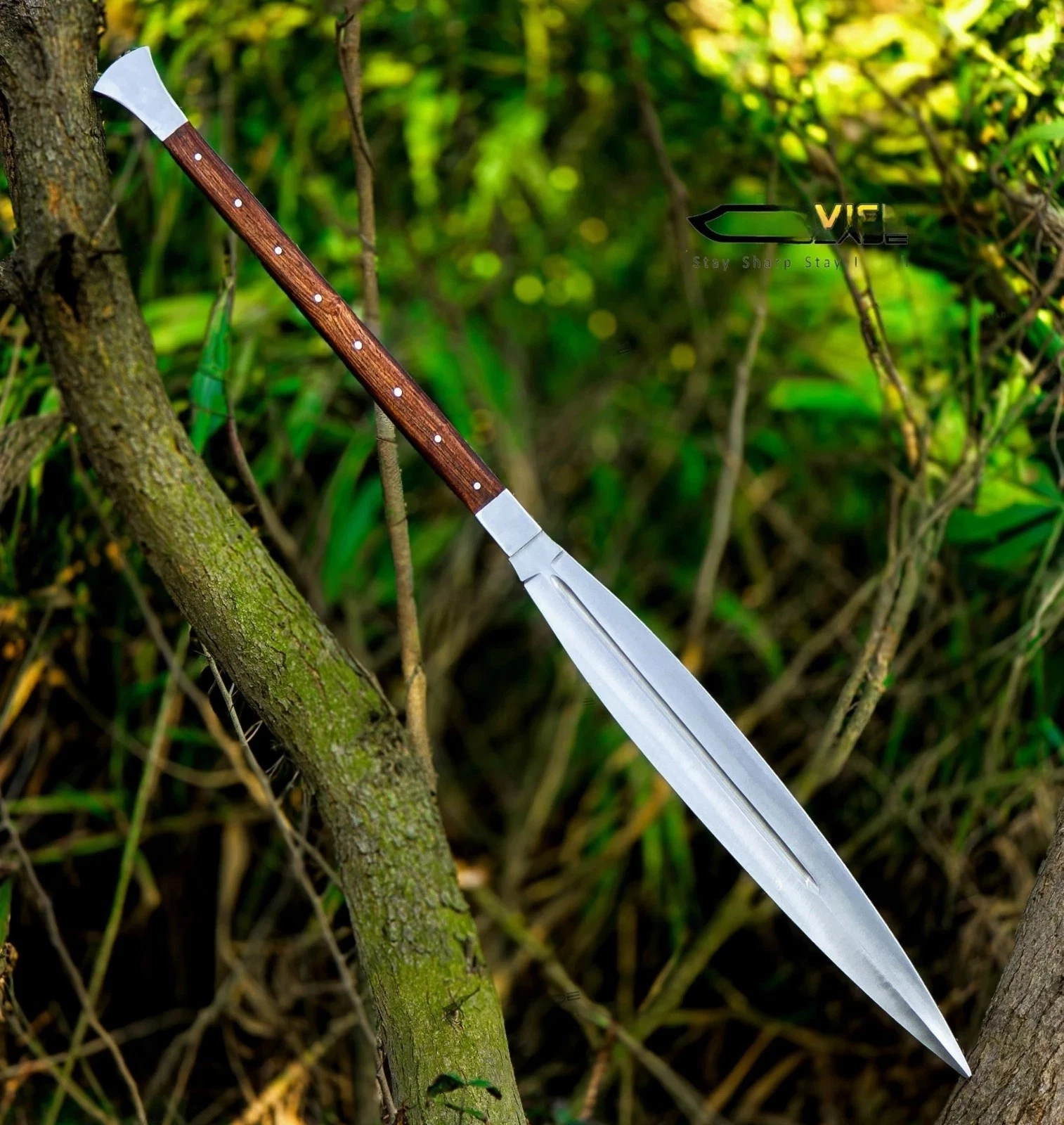 Custom Handmade 5160 Carbon Steel Blade Zulu Iklwa Spear | Hunting Spear Camping