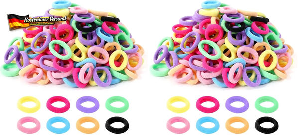 Hanyousheng 200 StüCk Haargummis MäDchen, Kleine Haargummis Bunt, Mini Nahtlose-image