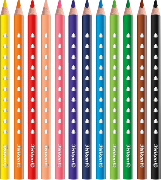 Pelikan Buntstifte-Set Silverino Dreieckig Dick 12 Farben Malstifte Grip-image