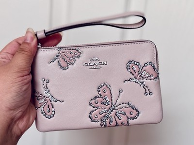 Coach Corner Zip Wristlet In Leather With Butterfly Print CCJ72 | eBay