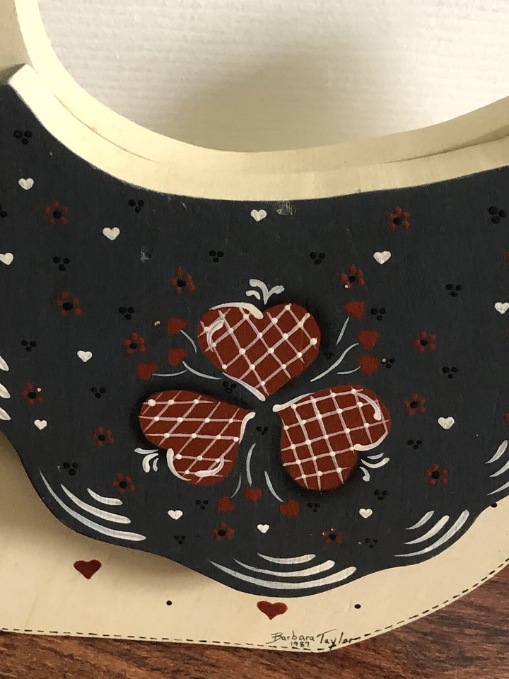 De colección Tole Arte Popular Pollo Madera Puerta Parada Country Chic Casa Núcleo Rojo Blanco Foto 4 de 4