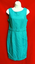 ASOS Womens Turquoise Blue Linen Pin Up Retro Mod Sheath Tank Dress US 6 UK 10