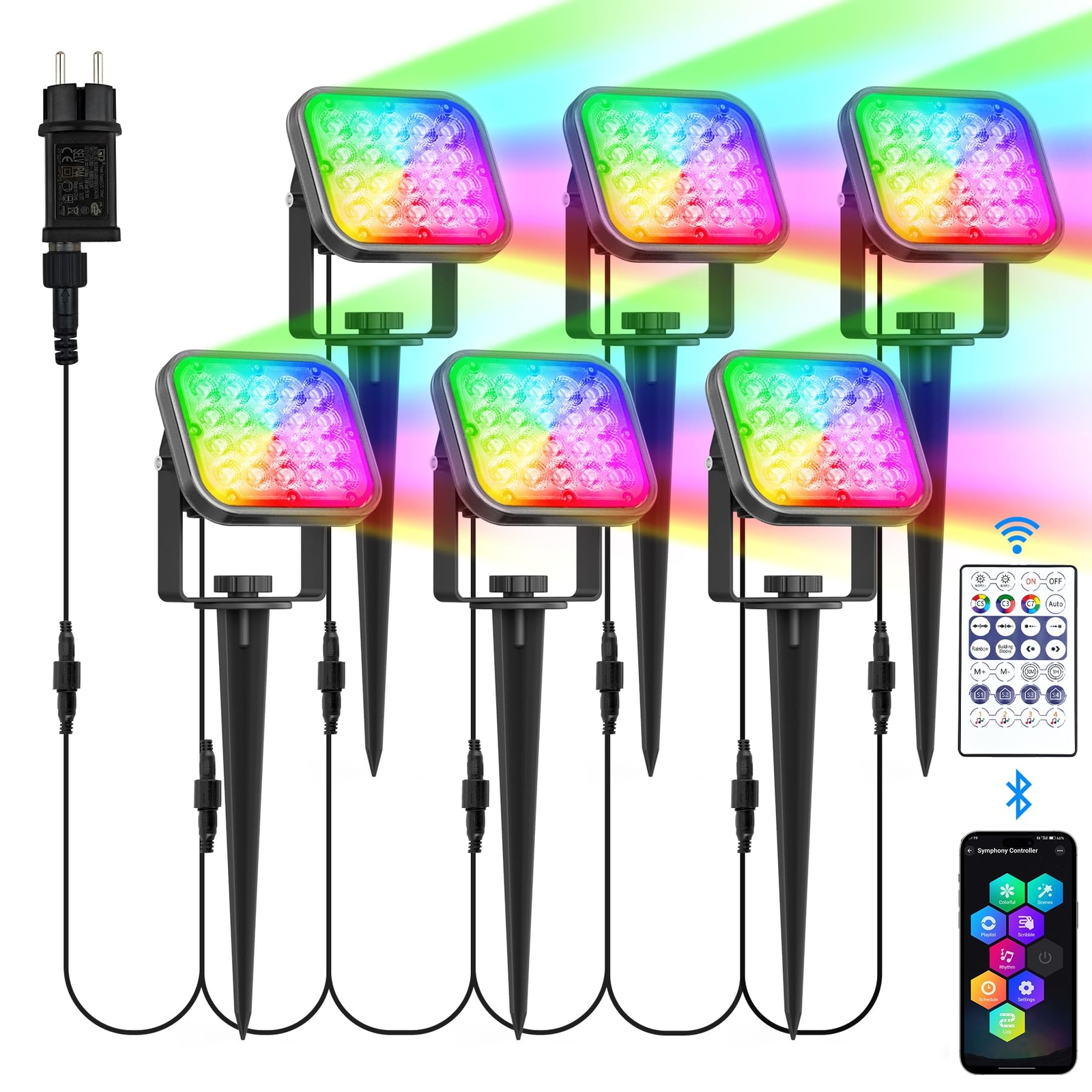 Set 6 Faretti NATPOW RGB Smart Giardino - Luci Colorate per Feste
