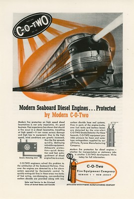 1946 C-O-Two Brandschutzanzeige Seaboard Air Line Eisenbahn Dieselmotor Eisenbahn