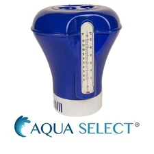 Aqua Select Swimming Pool Floating Chlorine Chlorinator w/ Built in Thermometer 