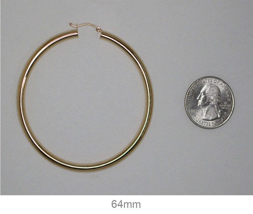 14k Yellow Gold Lightweight Tube Hoop Earrings (4mm), All Sizes - Picture 9 of 24