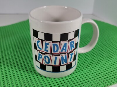 Cedar Point : Vintage Souvenir Coffee Mug - Checkerboard Ceramic Glass Cup