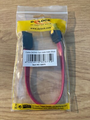 Delock 82675 SATA III Cable gerade-gerade mit Metallclip 20 cm