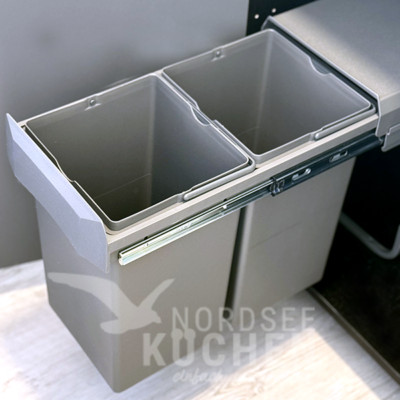 Concepto ROTA Duo 30-2 30 Liter Müll Eimer Einbau Vollauszug 2x15 Liter Grau