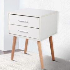 Nightstand Bedroom Bedside Table End Side Table with 2 Drawers Storage White