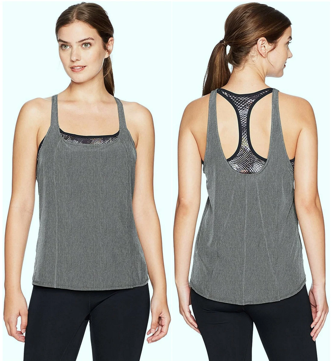 PRANA Sway TANK TOP with a BUILT IN Racerback SPORTS BRA Shelf YOGA Shirt  WOMENS