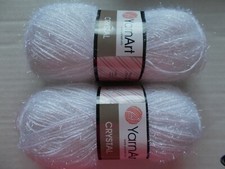 YarnArt Crystal fuzzy/sparkly holiday yarn, White  650 , lot of 2, 240 yds ea 