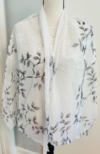 New Scarf Sheer White Branch Pattern Leaf Design 60 in x 19 in