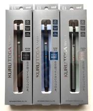 Uni KuruToga Metal 0.5mm Mechanical Pencil M5-KH Black Blue Gray Set of 3 Gift