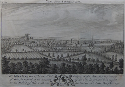 Francis Place ''York From Severus's Hills'' to Miles Stapylton of Myton Hall 1736