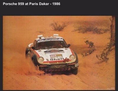 Porsche 959 At Paris-Dakar Rallye 1986  Hard to Find Car Poster Stunning!