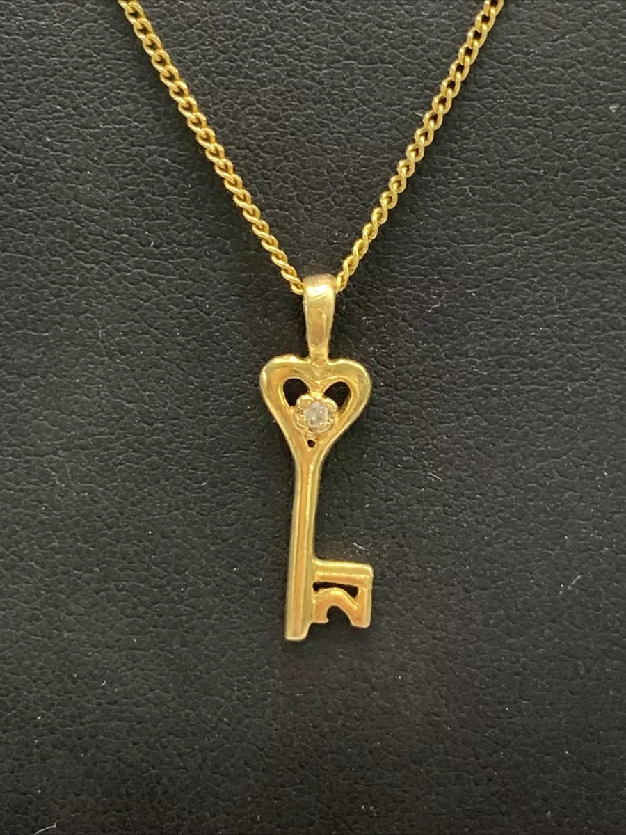 9ct 9K Yellow Gold Number 21 Birthday Diamond Key Pendant. Brand New