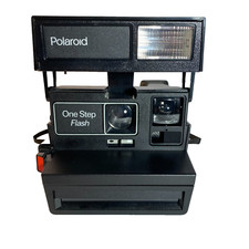 Polaroid One Step Flash Camera w/ Strap Vtg. Tested Works see Description