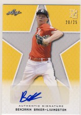 BENJAMIN BAKER-LIVINGSTON 2020 Leaf Perfect Game PG Yellow AUTO /25 NEW MEXICO
