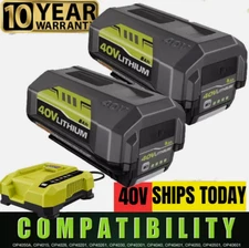 1/2X Battery/Charger For Ryobi 40V With LED Lithium-Ion 40-Volt OP406VNM OP40602