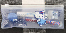 2002 Sanrio Hello Kitty French Cafe Blue Angel Toothbrush Travel Set with Pouch