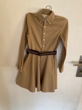 RALPH LAUREN Shirt-Dress Size 8 Girls Belted Chino Long Sleeve Khaki NEW