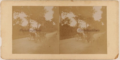 Snapshot Photo Paris c1900 Petit format (45x107 mm) Stereo Vintage