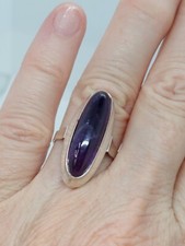 Vintage Sterling Silver Amethyst Cabochon Sta...