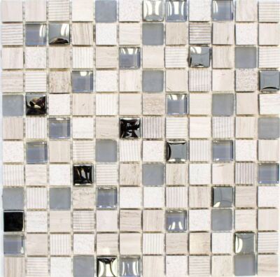 Glasmosaik Naturstein Mosaikfliesen Grau Schwarz 83-HQ20_f | 10 Mosaikmatten