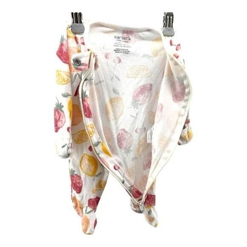 Carter’s | Newborn 0M Fruit Print Zip One Piece Strawberry - Picture 5 of 11