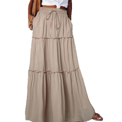 Mujeres Bohemia Cintura Alta Falda Larga Damas Vacaciones Columpio Suelto Boho Maxi Faldas - Imagen 18 de 30