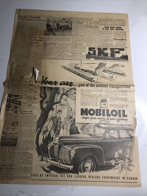 Mobil Oil Imperial Dealer Ad 1944 Newspaper Canada 