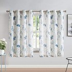  Printed Sheer Curtains Linen Textured for 52"W x 63"L (Pack of 2) Navy Blue