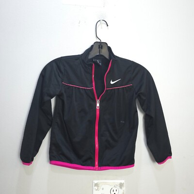 Nike Track Jacket Girls Youth Black Pink Kids Size 5-6 Years