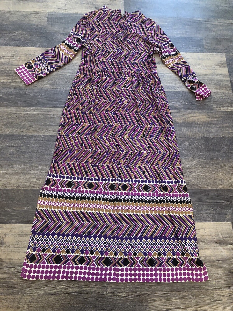 archive 70s〜80s pendleton purple long co 1970s Gunne Sax Purple Floral Prarie Victorian High Neck
